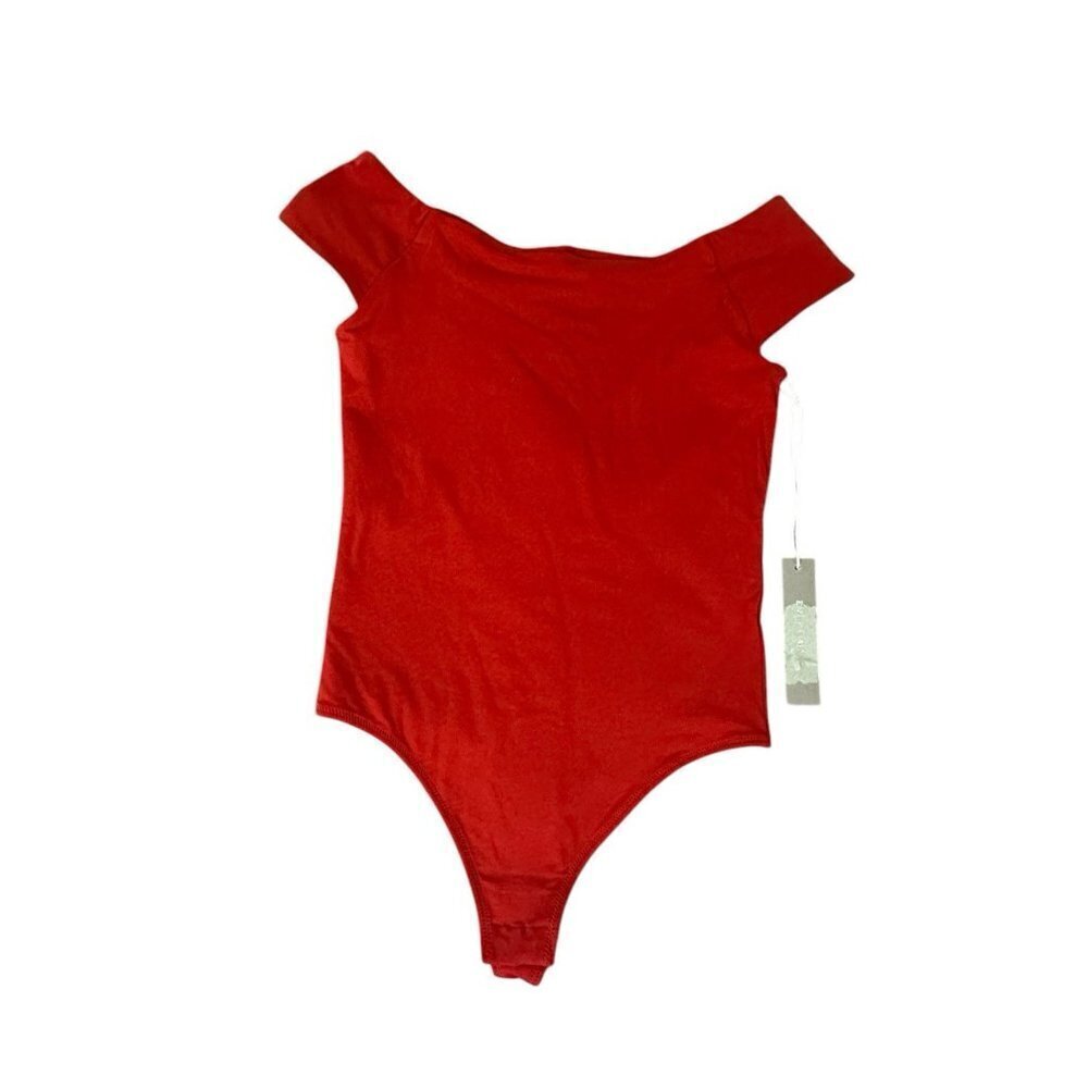 Everlane Women’s Bodysuit Off The Shoulder Red Size XXS Thong Supima Cotton  New